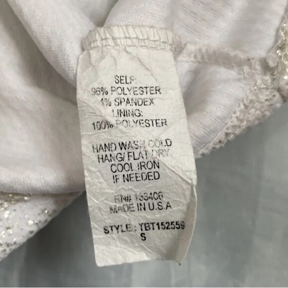 Charlotte Russe Cropped Top Size Small Stretch White &Gold Glitter Cami - Picture 10 of 11